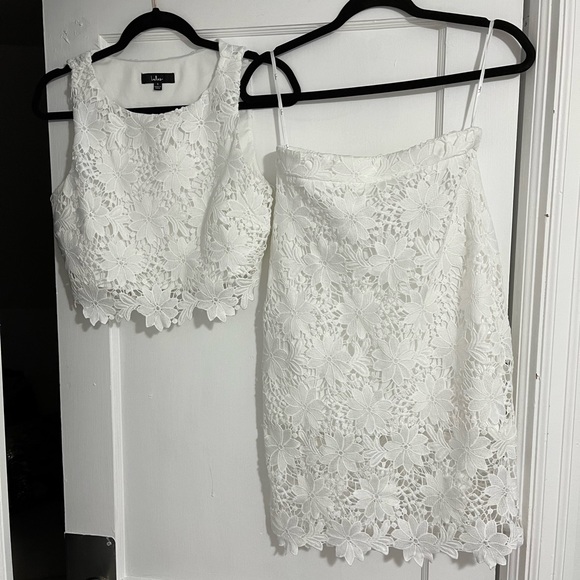 Lulu’s Look At Me Wow White Lace Two-Piece Dress - Picture 2 of 6
